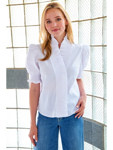 Cici Shirred Shirt - White