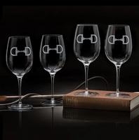 Set/4 Wine Glasses w/ Cheval