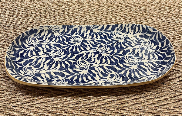 Large Ceramic Fish Platter - 17.5 X 10 X 1 in Cobalt