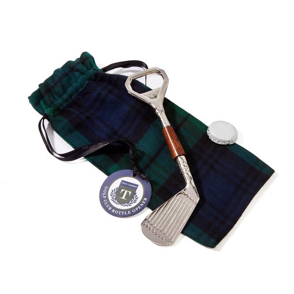Golf Club Bottle Opener in Plaid Pouch