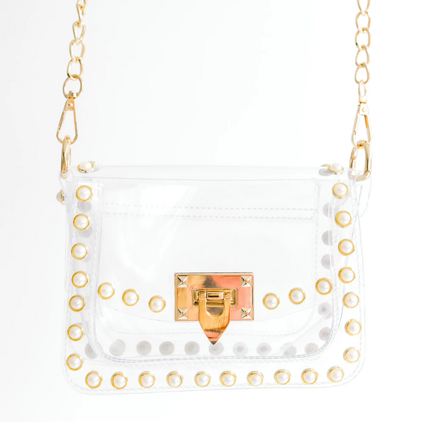 Clear Handbag With Pearls