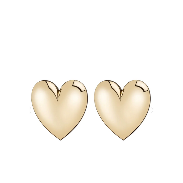 Puff Heart Earrings in Gold