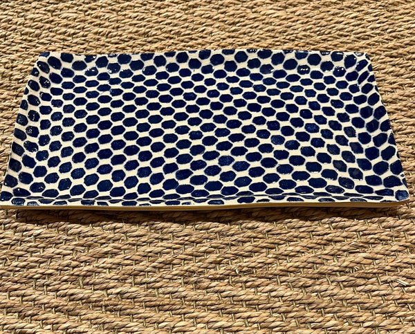 Small Ceramic Tray - 12 X 7 X 0.5 in Cobalt