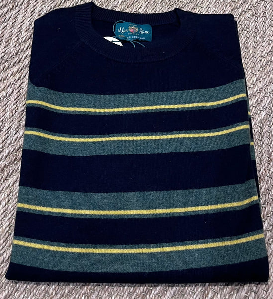 Raglan Sleeve Crew Sweater - Blue Stripe