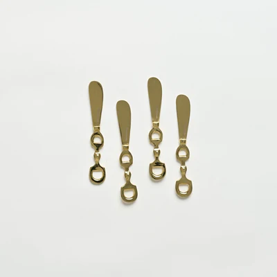 Set/4 Cheese Knives - Brass Snaffle