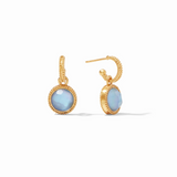 Fleur-de-lis Hoop and Charm Earrings - Chalcedony Blue