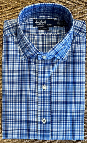 Poplin Shirt - Blue/White Plaid