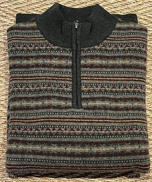 Fairisle 1/4 Zip - Green