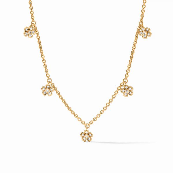 Laurel Delicate Necklace With Pave Flower Charms