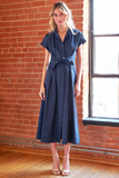 Rocky Dress - Navy Sueded Satin