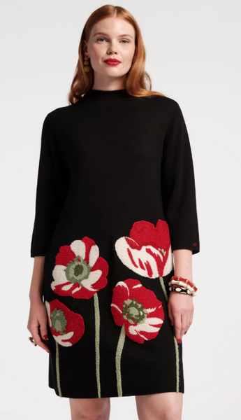 Annie Dress - Black w/ Flowers