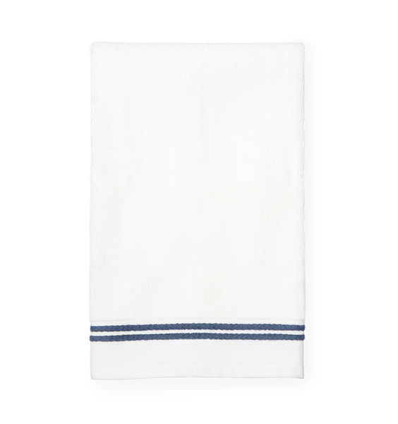 Aura Washcloth 12X12 - White With Navy Stripe