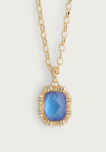 Bamboo Necklace w/Blue Stone