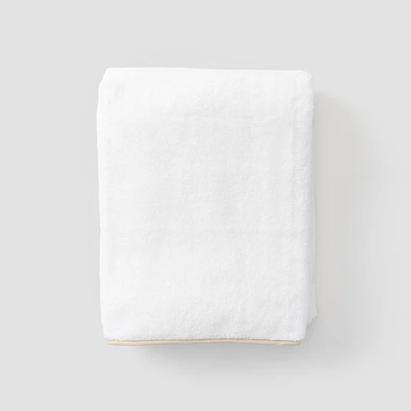 Piped Bath Towel - White/Sand