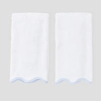 Pair Scallop Hand Towels - White