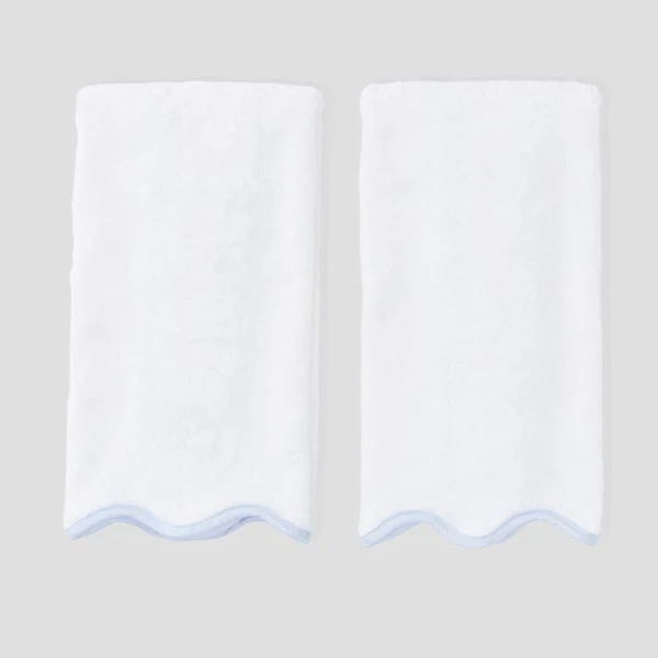 Pair Scallop Hand Towels - White