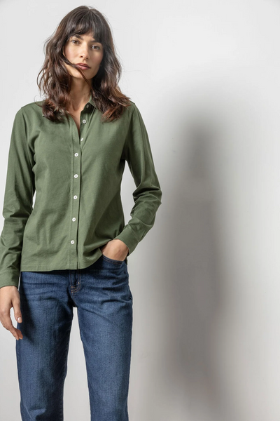 Long Sleeve Button Down Tee - Elm