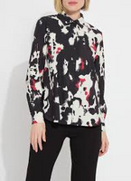 Connie Slim Blouse - Black/Red