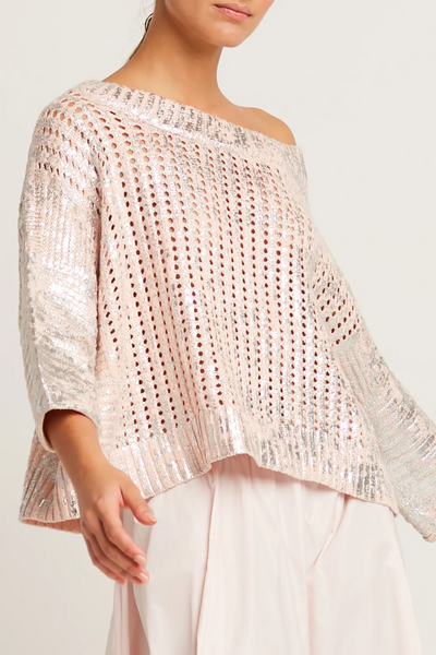 Metallic Crochet Sweater - Gold