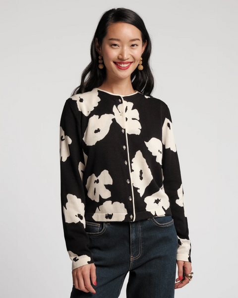 Darling Cardigan - Black Floral