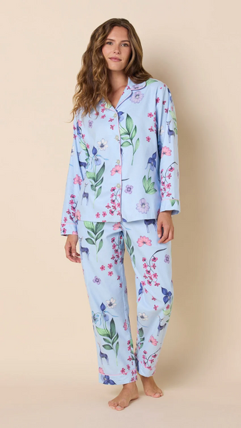 Deerly Flannel Pajamas - Blue