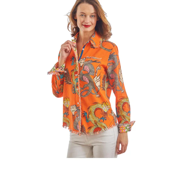 Cape Cod Blouse - Orange Dragon