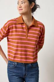 Drop Shoulder Polo Sweater - Sierra
