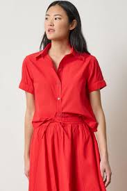 Elastic Cuff Blouse - Scarlet