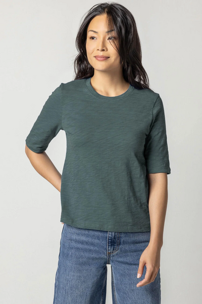 Elbow Sleeve Crewneck - Evergreen