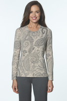 Jewel Neck Sweater - Fawn/Black