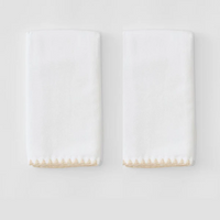 Pair Stitched Edge Hand Towels - White