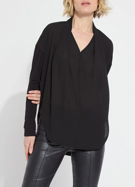 Naomi Folded Neck Top - Black