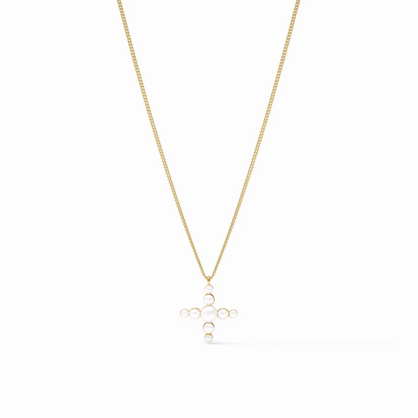 Gumdrop Cross Necklace - Pearl