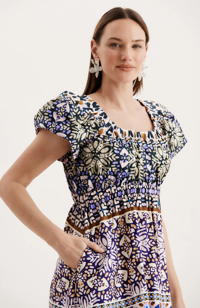Hailey Dress - Blue Mosaic