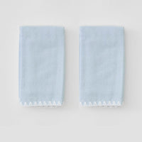 Pair Stitched Edge Hand Towels - Blue