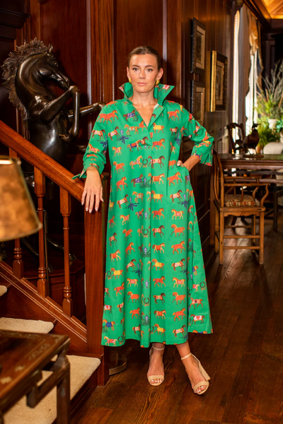 High Horse Shirt Dress Long - Green
