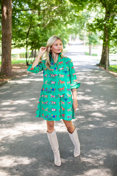 High Horse Shirt Dress - Short Green