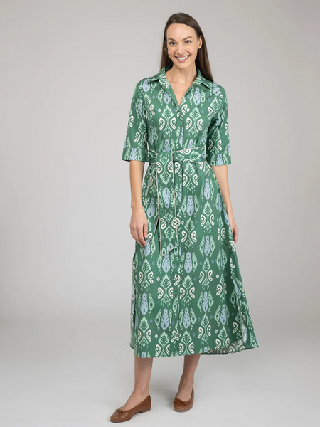 Eloise Dress - Green Ikat