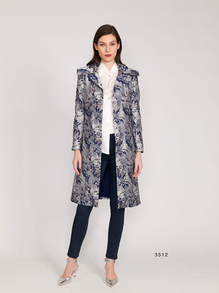 Jacquard Coat - Blue/Gold