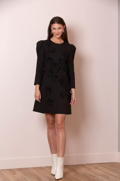 Kate Applique Dress - Black