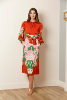 Printed Silk Dress - Persimmon