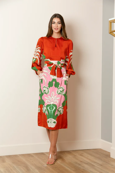 Printed Silk Dress - Persimmon