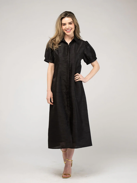 Kris Dress - Black Dupioni