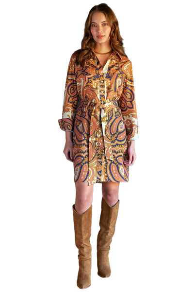 Liam Shirtdress - Pink Paisley