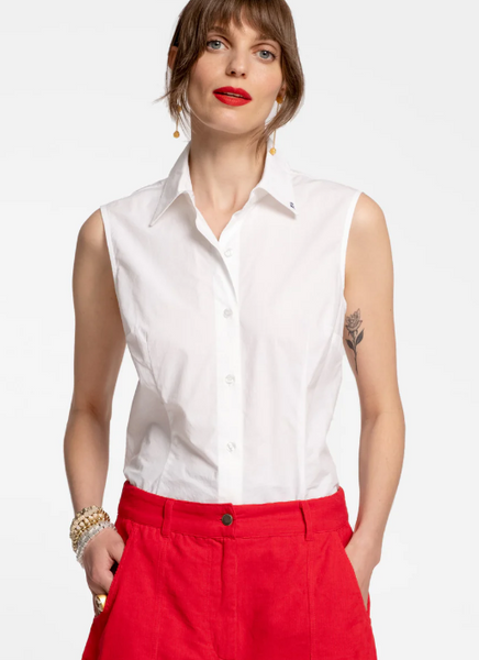 Lizzie Pointed Collar Shell - White