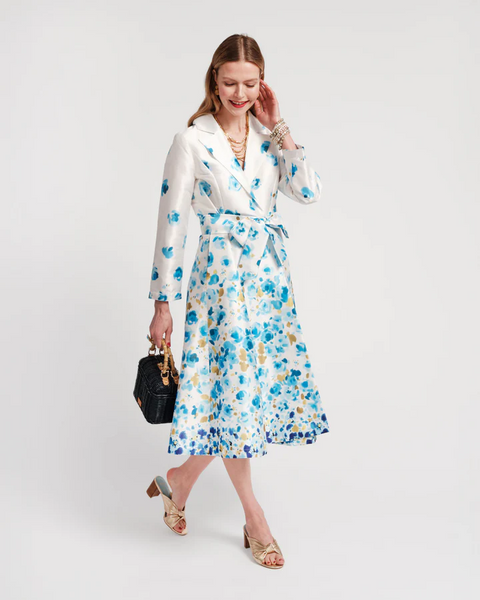 Lucille Wrap Dress - Blue Posies