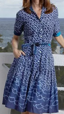 Maisel Dress - Navy Ikat
