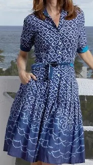 Maisel Dress - Navy Ikat