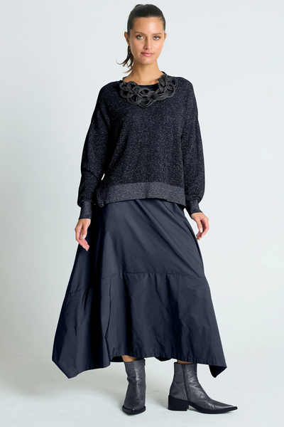 Mini Seed Metallic Sweater - BK/Silver