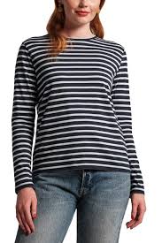Long Sleeve Striped T Shirt - Navy/Blue